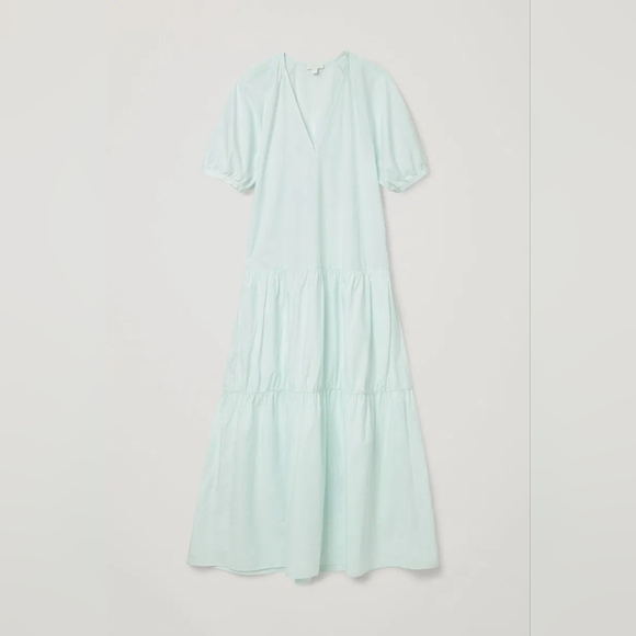 COS poplin cotton tiered maxi dress size 12 - Picture 2 of 12